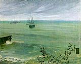 Green Canvas Paintings - Symphony in Grey and Green The Ocean